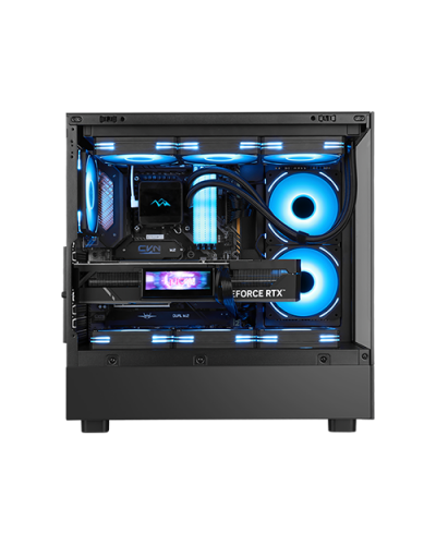 ქეისი - Segotep Endura Pro+ / 3x 120 მმ ARGB ფანი / E-ATX - ATX - Micro-ATX - Mini-ITX / პანორამული ნაწრთობი მინა / შავი