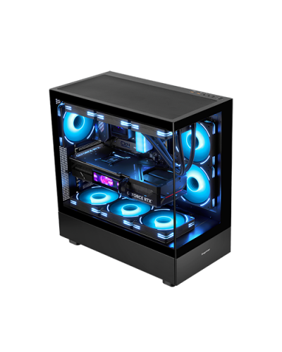 ქეისი - Segotep Endura Pro+ / 3x 120 მმ ARGB ფანი / E-ATX - ATX - Micro-ATX - Mini-ITX / პანორამული ნაწრთობი მინა / შავი