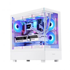 ქეისი - Segotep Endura Pro+ / 3x 120 მმ ARGB ფანი / E-ATX - ATX - Micro-ATX - Mini-ITX / პანორამული ნაწრთობი მინა / თეთრი