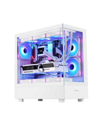 ქეისი - Segotep Endura Pro+ / 3x 120 მმ ARGB ფანი / E-ATX - ATX - Micro-ATX - Mini-ITX / პანორამული ნაწრთობი მინა / თეთრი