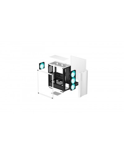 ქეისი - DeepCool CC560 WH V2 / 4x 120 მმ LED ფანი / Mini-ITX - Micro-ATX - ATX / ნაწრთობი მინა / თეთრი