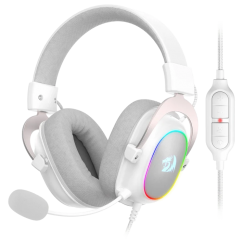 ყურსასმენი – Redragon H510WR-RGB Zeus / RGB / 7.1 Surround / სადენიანი / თეთრი