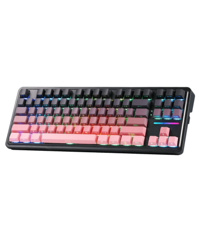 კლავიატურა - Redragon K728SP-RGB-PRO Antonium Pro / მექანიკური / 2.4GHz Wireless / Bluetooth / სადენით Type-C / RGB / სვიჩი: Leopard L Linear / შავი-ვარდისფერი / 80%