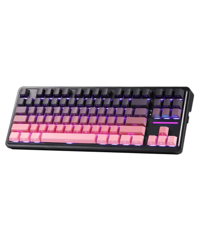 კლავიატურა - Redragon K728SP-RGB-PRO Antonium Pro / მექანიკური / 2.4GHz Wireless / Bluetooth / სადენით Type-C / RGB / სვიჩი: Leopard L Linear / შავი-ვარდისფერი / 80%