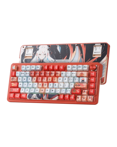 კლავიატურა - Redragon K673AK-RGB-PRO UCAL PRO / დატენვადი / მექანიკური / 2.4GHz Wireless / Bluetooth / სადენით Type-C / RGB / სვიჩი: Mint Mambo / 75%
