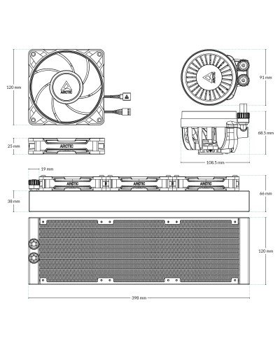 წყლის გაგრილება - ARCTIC Liquid Freezer III Pro 360 / შავი