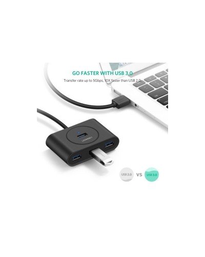 USB ჰაბი - UGREEN CR113 (20291) / 4-პორტიანი USB 3.0 / OTG / 1 მ / შავი
