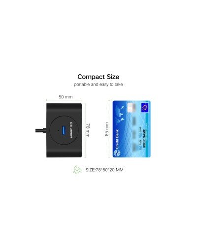 USB ჰაბი - UGREEN CR113 (20291) / 4-პორტიანი USB 3.0 / OTG / 1 მ / შავი