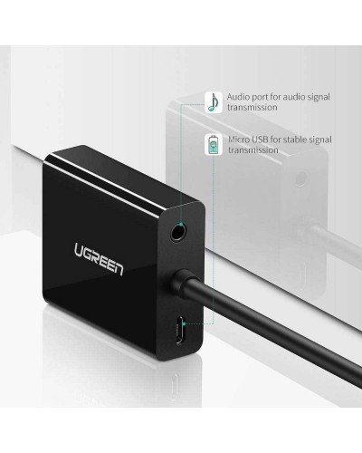 HDMI to VGA ადაპტერი - UGREEN HU-516 (20694) / HDMI to VGA / 3.5mm Audio / 30 სმ / შავი