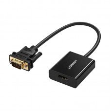 HDMI to VGA ადაპტერი - UGREEN HU-516 (20694) / HDMI to VGA / 3.5mm Audio / 30 სმ / შავი