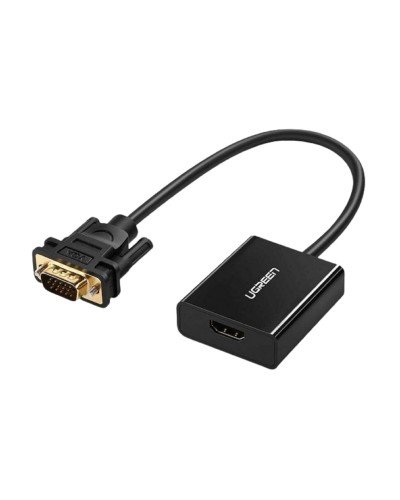 HDMI to VGA ადაპტერი - UGREEN HU-516 (20694) / HDMI to VGA / 3.5mm Audio / 30 სმ / შავი