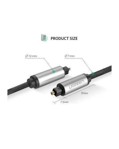 ოპტიკური აუდიო კაბელი - UGREEN AV108 (10540) / Toslink Optical / 2 მეტრი / შავი/ვერცხლისფერი