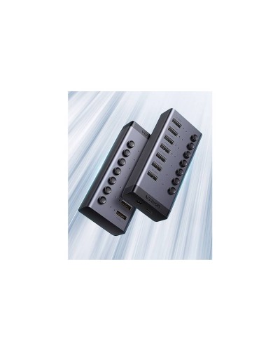 USB ჰაბი - UGREEN CM481 (90307) / 7-პორტიანი USB 3.0 / USB-C / 12V 2A / ნაცრისფერი