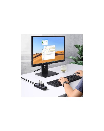 USB ჰაბი - UGREEN CM481 (90307) / 7-პორტიანი USB 3.0 / USB-C / 12V 2A / ნაცრისფერი