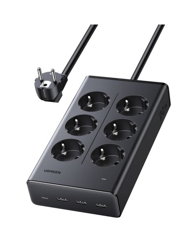 დენის გამანაწილებელი UGREEN S622 (75141) – 6 როზეტი / USB-A + USB-C / 1.5მ / შავი
