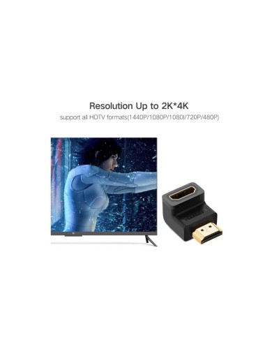 HDMI ადაპტერი - UGREEN HD112 (20109) / HDMI Male to Female / Down / HDMI 1.4 / შავი