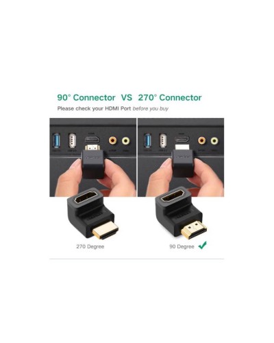 HDMI ადაპტერი - UGREEN HD112 (20109) / HDMI Male to Female / Down / HDMI 1.4 / შავი