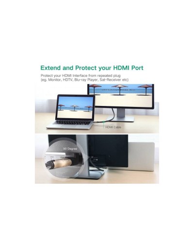 HDMI ადაპტერი - UGREEN HD112 (20109) / HDMI Male to Female / Down / HDMI 1.4 / შავი