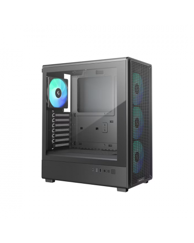 ქეისი - DeepCool CC550 4F / 4x 120 მმ ARGB ფანი / ATX - Micro-ATX - Mini-ITX / ნაწრთობი მინა / შავი