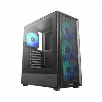 ქეისი - DeepCool CC550 4F / 4x 120 მმ ARGB ფანი / ATX - Micro-ATX - Mini-ITX / ნაწრთობი მინა / შავი