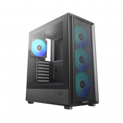 ქეისი - DeepCool CC550 4F / 4x 120 მმ ARGB ფანი / ATX - Micro-ATX - Mini-ITX / ნაწრთობი მინა / შავი