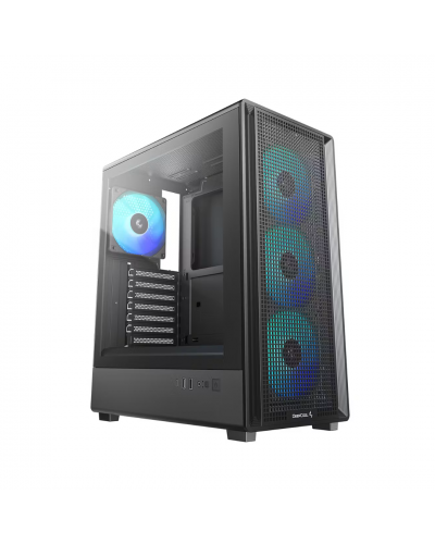 ქეისი - DeepCool CC550 4F / 4x 120 მმ ARGB ფანი / ATX - Micro-ATX - Mini-ITX / ნაწრთობი მინა / შავი