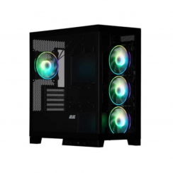 ქეისი - 2E Gaming Fantom GK701B / 4x 120 მმ ARGB ფანი / Mini-ITX - Micro-ATX / ARGB კონტროლერი პულტით / ნაწრთობი მინა / შავი