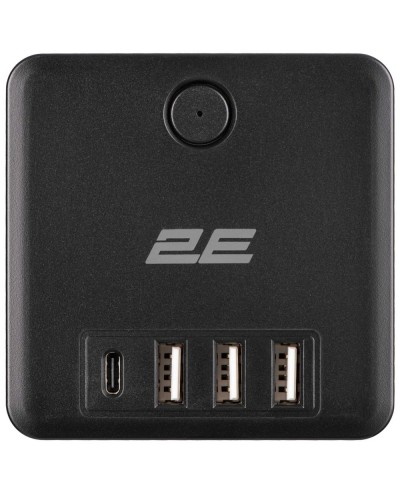 დენის ადაპტერი - 2E 2E-AD431BK / 3x Type F / 3x USB-A + 1x USB-C / 16A / 3680W / Surge Protection / შავი