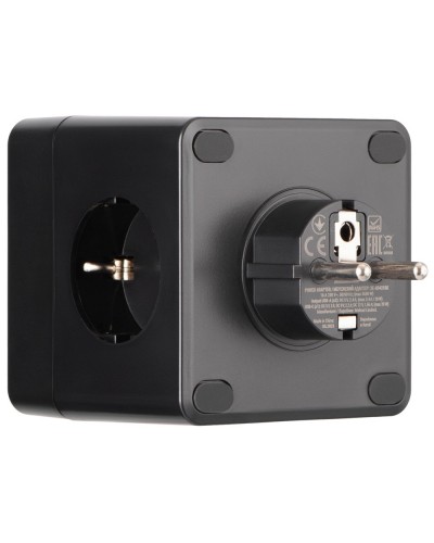 დენის ადაპტერი - 2E 2E-AD431BK / 3x Type F / 3x USB-A + 1x USB-C / 16A / 3680W / Surge Protection / შავი