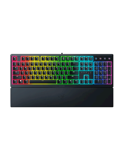 კლავიატურა - Razer Ornata V3 / მექა-მემბრანული / სადენიანი USB / RGB / Razer Mecha-Membrane / ENG-RUS / შავი / 100%