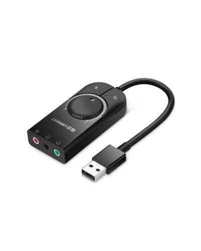 USB ხმის ბარათი - UGREEN CM129 (40964) / USB 2.0 / External Stereo Sound Card / 3.5mm / Volume Control / 15 სმ / შავი