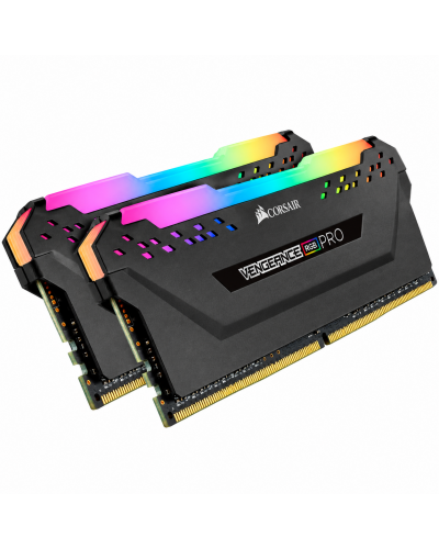 ოპერატიული მეხსიერება - CORSAIR VENGEANCE RGB PRO 16GB (2x8GB) / DDR4 / 3600MHz / CL18 / RGB / შავი