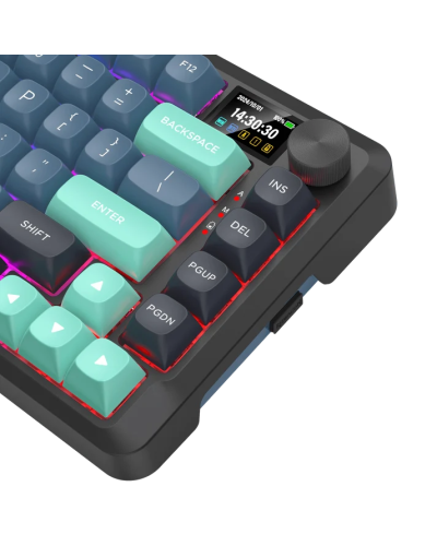 კლავიატურა - Redragon Behemoth Pro K724GBG-RGB-PRO / მექანიკური / 2.4GHz Wireless + Bluetooth 5.0 + USB Type-C / RGB / Mint Mambo Linear Switch / 75%