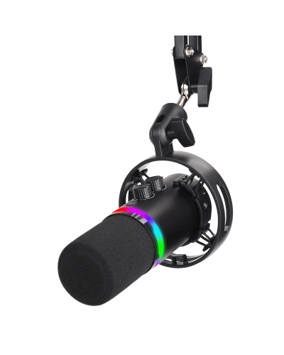 მიკროფონი სტრიმინგისთვის - Redragon GM307 Solara / USB / Dynamic / 48kHz / RGB / ფერი: შავი