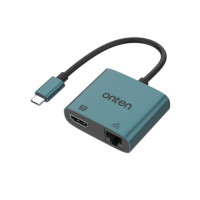 USB-C to HDMI + RJ45 ადაპტერი - ONTEN OTN-UC288 / 4K@60Hz / Ethernet 100Mbps / შავი