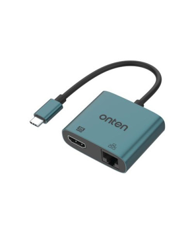 USB-C to HDMI + RJ45 ადაპტერი - ONTEN OTN-UC288 / 4K@60Hz / Ethernet 100Mbps / შავი