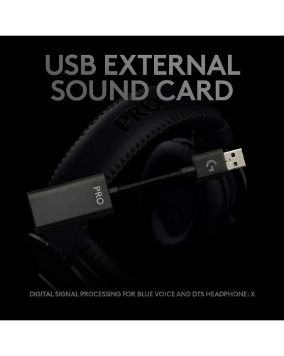 ყურსასმენი - Logitech PRO X Gaming Headset / სადენით / DTS 7.1 / 320 გრამი / შავი