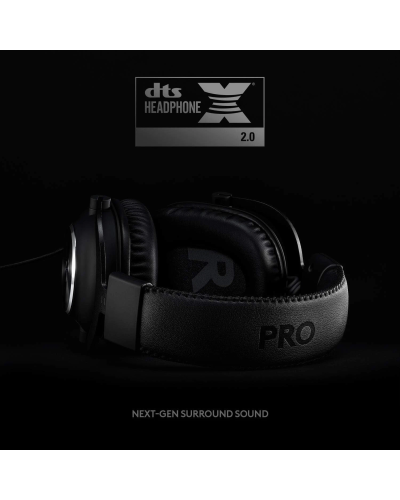 ყურსასმენი - Logitech PRO X Gaming Headset / სადენით / DTS 7.1 / 320 გრამი / შავი