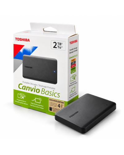 გარე მყარი დისკი (HDD) – Toshiba Canvio Basics / 2TB / შავი