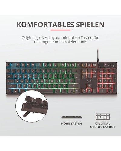 კლავიატურა Trust GXT835, Wired, RGB, USB, Gaming Keyboard, Black
