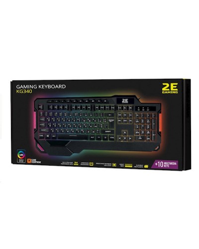 კლავიატურა 2E 2E-KG340UBK KG330 LED, USB, Wired Gaming Keyboard, Black