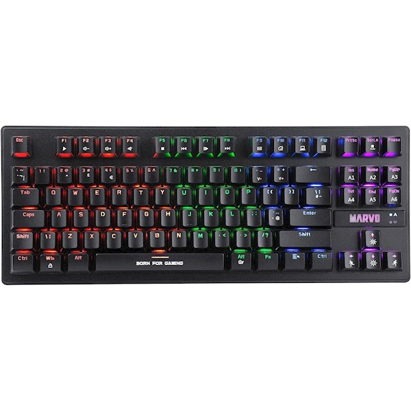 კლავიატურა Marvo KG901C, Jixian Blue, Wired, RGB, USB, Gaming Keyboard, Black