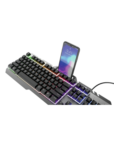 კლავიატურა Trust 23796 GXT 853 ESCA Metal Rainbow LED Gaming Keyboard Wired USB-A Black