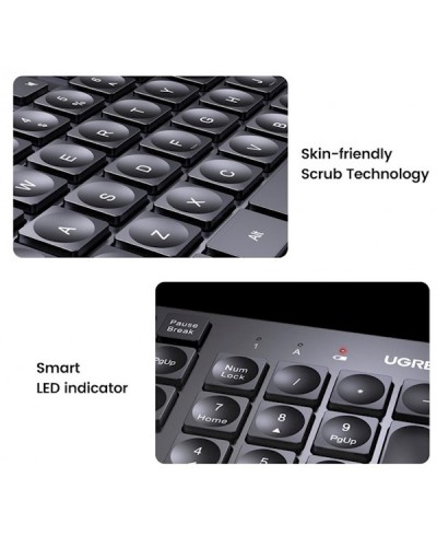 კლავიატურა UGREEN KU004 (90250), Wireless, USB, Keyboard, Black