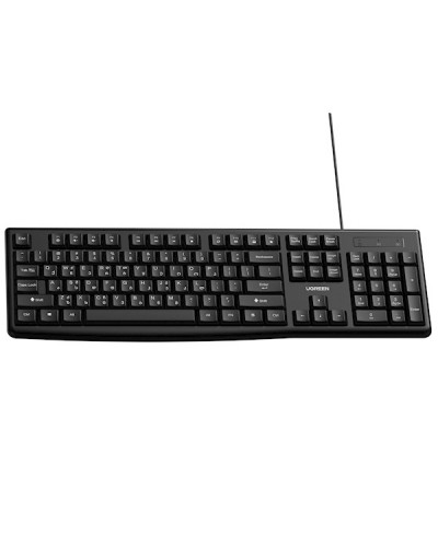კლავიატურა და მაუსი UGREEN MK003 (15097) MU007 (90789) Wired Keyboard and Mouse Combo, Georgian QWERTY, USB, 1.5m, Black