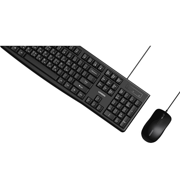 კლავიატურა და მაუსი UGREEN MK003 (15097) MU007 (90789) Wired Keyboard and Mouse Combo, Georgian QWERTY, USB, 1.5m, Black