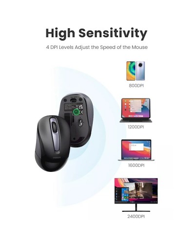 მაუსი Ugreen MU003 (90371), Wireless, USB, Mouse, Black