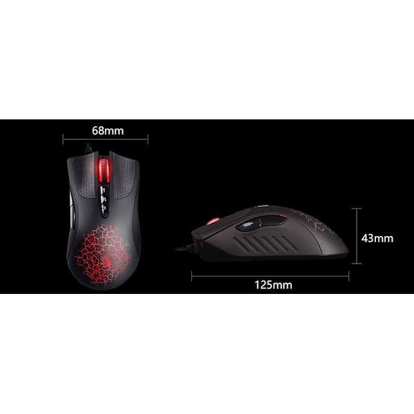 მაუსი A4tech A90 Light Strike Bloody, Wired, USB, Gaming Mouse, Black