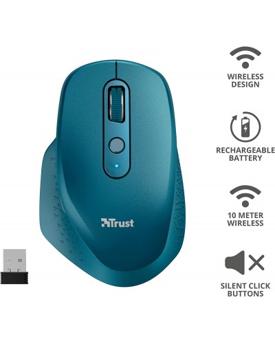 მაუსი Trust Ozaa Rechargeable Wireless Comfort Mouse Blue 