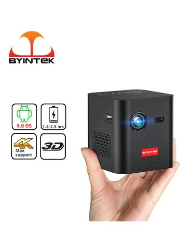 პროექტორი BYINTEK P19 3D Mini Portable Smart Projector, LED DLP, Supported 4K, Android 9.0, 350 ANSI lumens, BT5.0, WiFi, Black